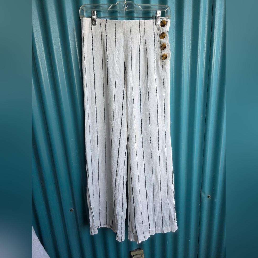 GAP White Striped Wide-Leg Pants Size 4